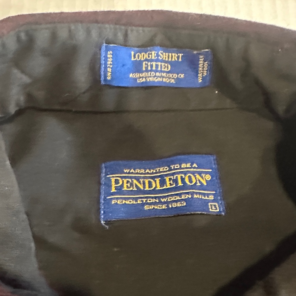 Pendleton Dark maroon black fitted Button-Up Shir… - image 5